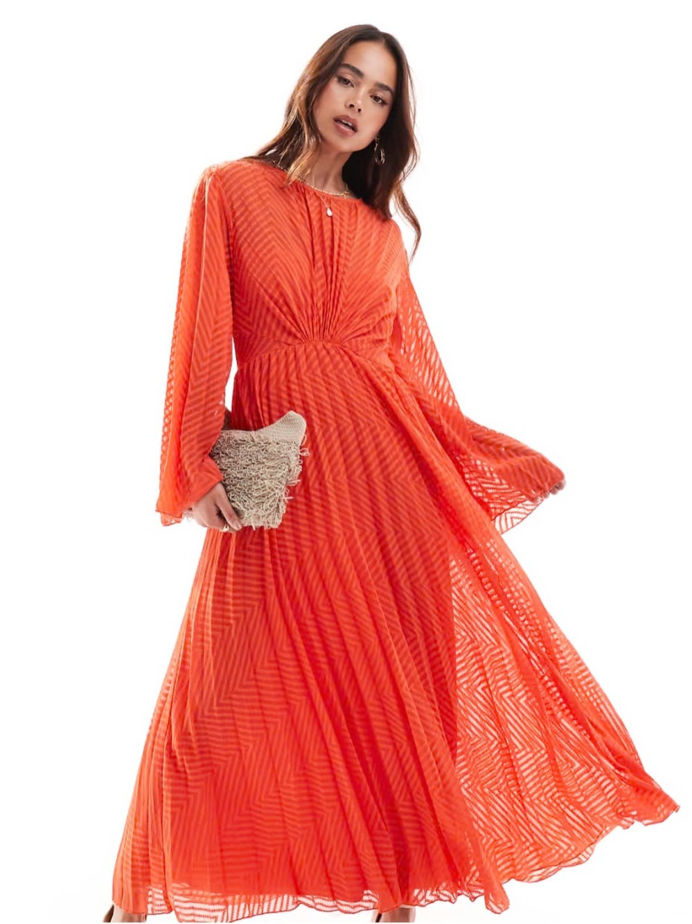 ASOS Bright Orange Long-Sleeve Maxi Dress